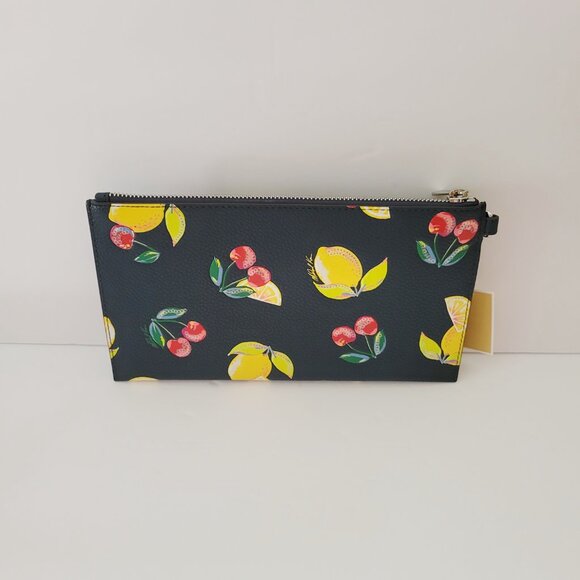 Michael Kors Jet Set Travel Large Top Zip Wristlet Clutch Navy Fruit Handbag - Picture 3 of 7